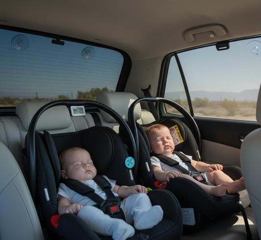 What makes car sunshades essential for a summer road trip with babies?